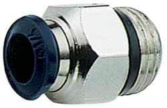 Alpha Technologies - 1/2" Outside Diam, 3/8 Universal Thread, Nickel Plated Brass Push-to-Connect Male Connector - 250 Max psi, Tube to Universal Thread Connection, Buna O-Ring - Americas Industrial Supply