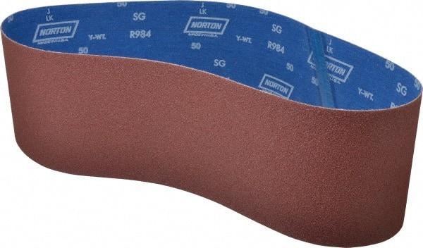 Norton - 6" Wide x 48" OAL, 50 Grit, Ceramic Abrasive Belt - Ceramic, Coarse, Coated, Y Weighted Cloth Backing, Series R984 - Americas Industrial Supply