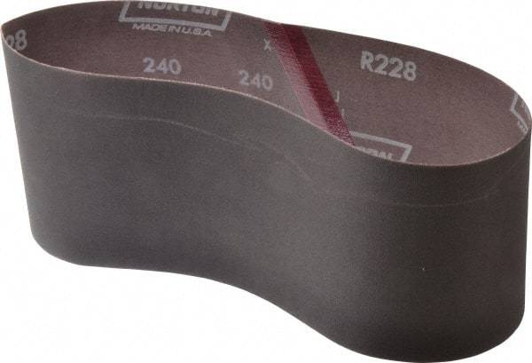 Norton - 4" Wide x 24" OAL, 240 Grit, Aluminum Oxide Abrasive Belt - Aluminum Oxide, Very Fine, Coated, Series R228 - Americas Industrial Supply