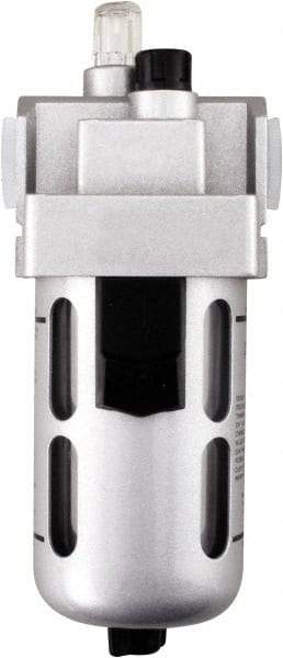 PRO-SOURCE - 3/4" NPT, 145 Max psi Heavy Duty Modular Lubricator - Polycarbonate Bowl with Metal Guard, with Sight Glass, Aluminum Die Cast Body, 255 CFM, 140°F Max Temp, 3.54" Wide x 10-3/4" High - Americas Industrial Supply