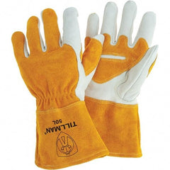 TILLMAN - Welder's & Heat Protective Gloves - 4"CUFF WHT/GLD LRG 1PR COWHIDE MIG GLOVES - Americas Industrial Supply
