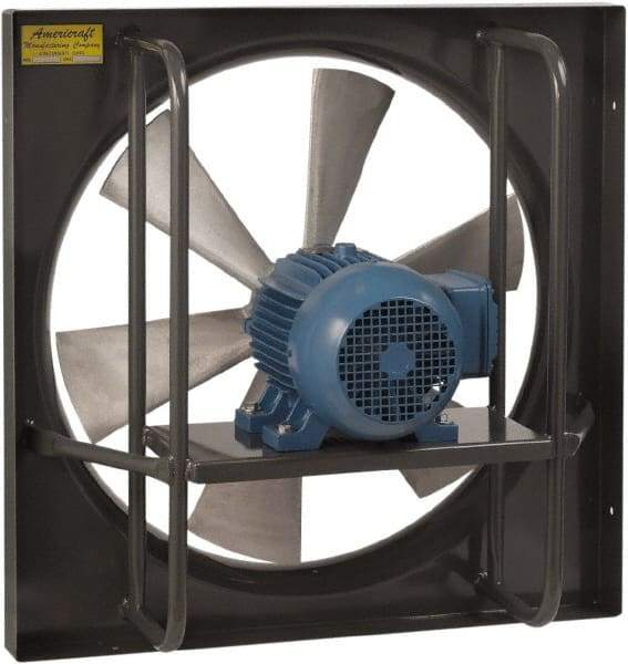 Americraft - 48" Blade, Direct Drive, 5 hp, 32,000 CFM, TEFC Exhaust Fan - 54-1/2" Opening Height x 54-1/2" Opening Width, 15.2/7.6 Amp, 230/460 Volt, 1 Speed, Three Phase - Americas Industrial Supply