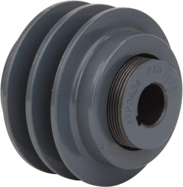 TB Wood's - 5/8" Inside Diam x 4-3/4" Outside Diam, 2 Groove, Variable Pitched Type 2 Sheave - Belt Sections 3L, 4L, A, 5L & B, 3" Sheave Thickness, 1-3/16" Side Groove Thickness 1-3/8 to 2-1/8" Face Width - Americas Industrial Supply