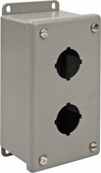 nVent Hoffman - 2 Hole, 1.2 Inch Hole Diameter, Steel Pushbutton Switch Enclosure - 6-3/4 Inch High x 3.47 Inch Wide x 2-3/4 Inch Deep, 12, 13 NEMA Rated - Americas Industrial Supply