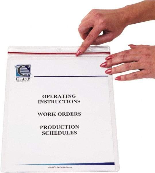 C-LINE - 15 Piece Clear Zipper Shop Ticket Holder - 12" High x 9" Wide - Americas Industrial Supply