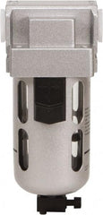 PRO-SOURCE - 1/4" Port Coalescing Filter - Polycarbonate with Metal Guard Bowl, Semi Automatic Drain, 145 Max psi, 0.1 Micron Rating, 1.57" Wide x 4.45" High - Americas Industrial Supply