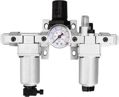 PRO-SOURCE - 1/4 NPT Intermediate 3 Pc Filter-Regulator-Lubricator FRL Unit with Pressure Gauge - Americas Industrial Supply