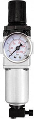 PRO-SOURCE - 1" NPT Port Heavy Duty 1 Piece Filter/Regulator FRL Unit - Aluminum Bowl, 193 SCFM, 215 Max psi, 14.6" High, Manual Drain - Americas Industrial Supply