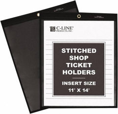 C-LINE - 25 Piece Clear Stitched Shop Ticket Holder - 14" High x 11" Wide - Americas Industrial Supply