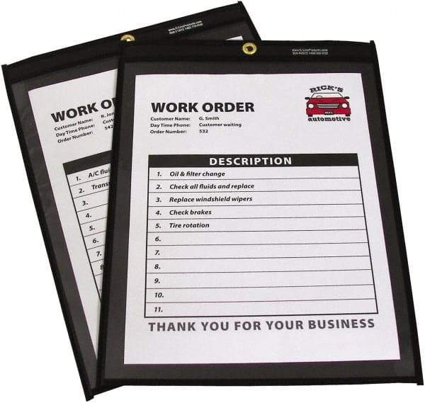 C-LINE - 25 Piece Clear Stitched Shop Ticket Holder - 11" High x 8-1/2" Wide - Americas Industrial Supply