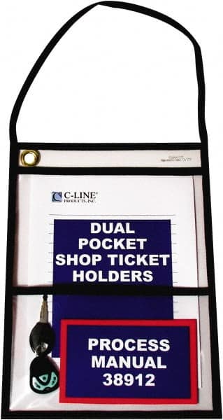 C-LINE - 15 Piece Clear Dual Pocket Stitched Hanging Shop Ticket Holder - 12" High x 9" Wide - Americas Industrial Supply