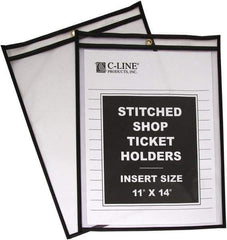 C-LINE - 25 Piece Clear Stitched Shop Ticket Holder - 17" High x 11" Wide - Americas Industrial Supply