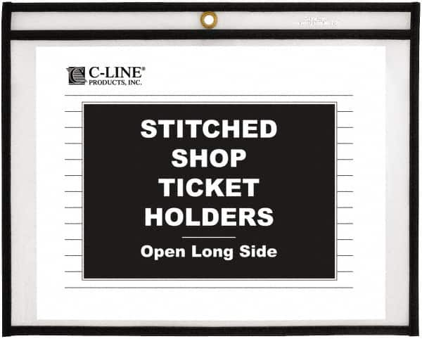 C-LINE - 25 Piece Clear Stitched Shop Ticket Holder-Open Long Side - 11" High x 8-1/2" Wide - Americas Industrial Supply