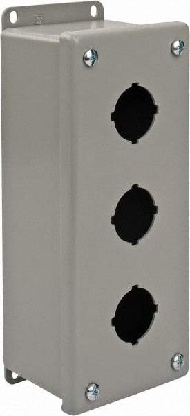 nVent Hoffman - 3 Hole, 1.2 Inch Hole Diameter, Steel Pushbutton Switch Enclosure - 9 Inch High x 3.47 Inch Wide x 2-3/4 Inch Deep, 12, 13 NEMA Rated - Americas Industrial Supply