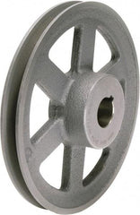 TB Wood's - 1-1/8" Bore, 1-3/16 Long, 4-3/4" Outside Diam, Finished Bore Single Groove V Belt Sheave - 7/8" Wide, 4.4 Belt Pitch B, 4" Pitch Diam of 4L Belt - Americas Industrial Supply