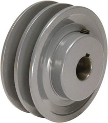 TB Wood's - 1" Bore, 1-3/16 Long, 4-1/4" Outside Diam, Finished Bore Two Groove V Belt Sheave - 1-3/4" Wide, 3.9 Belt Pitch B, 3-1/2" Pitch Diam of 4L Belt - Americas Industrial Supply