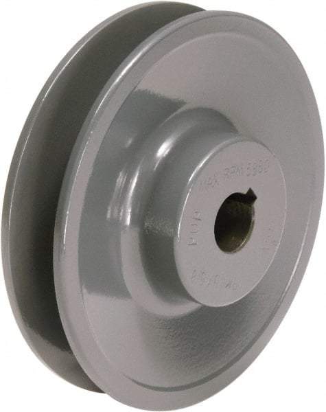 TB Wood's - 1-1/8" Bore, 1-3/16 Long, 4-1/4" Outside Diam, Finished Bore Single Groove V Belt Sheave - 7/8" Wide, 3.9 Belt Pitch B, 3-1/2" Pitch Diam of 4L Belt - Americas Industrial Supply