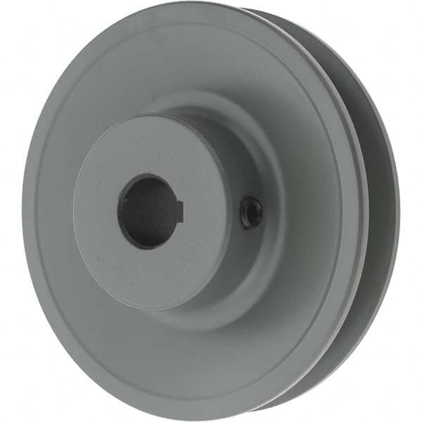 TB Wood's - 5/8" Bore, 1-5/32 Long, 3.95" Outside Diam, Finished Bore Single Groove V Belt Sheave - 3/4" Wide, 3.36" Pitch Diam of 3L Belt, 3.7" Pitch Diam of 4L Belt - Americas Industrial Supply