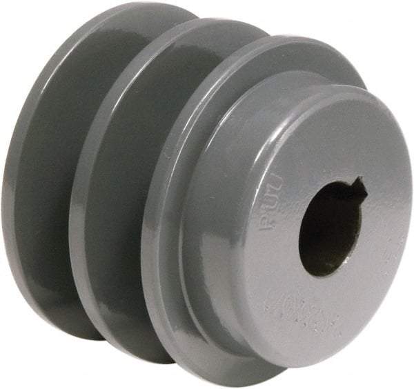 TB Wood's - 7/8" Bore, 1-3/32 Long, 2.65" Outside Diam, Finished Bore Two Groove V Belt Sheave - 1-3/4" Wide, 2.3 Belt Pitch B, 1.9" Pitch Diam of 4L Belt - Americas Industrial Supply