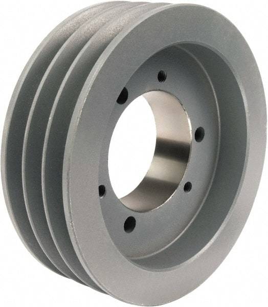 TB Wood's - 3 Groove, 1/2 to 1-15/16 Bore Diam, 5.35" Outside Diam, QD Bushed V Belt Sheave - 4.6 A Diam Belt Pitch - Americas Industrial Supply