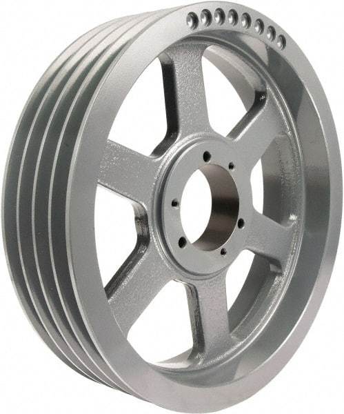 TB Wood's - 4 Groove, 1/2 to 2-15/16 Bore Diam, 15-3/4" Outside Diam, QD Bushed V Belt Sheave - 15.0 A Diam Belt Pitch - Americas Industrial Supply