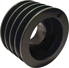 TB Wood's - 4 Groove, 1/2 to 1-15/16 Bore Diam, 5.3" Outside Diam, QD Bushed V Belt Sheave - 5.30 3V Diam Belt Pitch - Americas Industrial Supply