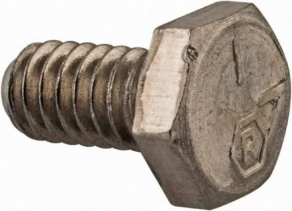 Made in USA - 1/4-20 UNC, 1/2" Length Under Head Hex Head Cap Screw - Grade 18-8 Stainless Steel, Uncoated, 7/16" Hex - Americas Industrial Supply