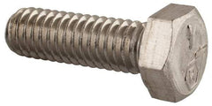 Made in USA - 5/16-18 UNC, 1" Length Under Head Hex Head Cap Screw - Grade 18-8 Stainless Steel, Uncoated, 1/2" Hex - Americas Industrial Supply