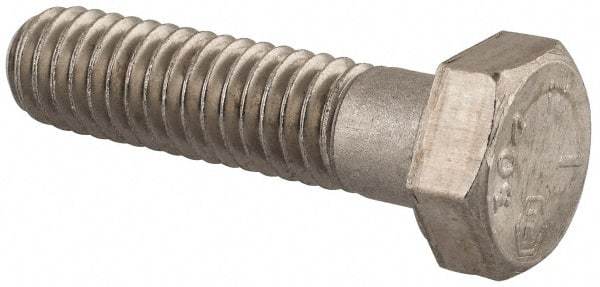 Made in USA - 5/16-18 UNC, 1-1/4" Length Under Head Hex Head Cap Screw - Grade 18-8 Stainless Steel, Uncoated, 1/2" Hex - Americas Industrial Supply