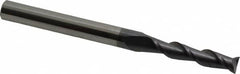 Accupro - 7/32", 1" LOC, 1/4" Shank Diam, 3" OAL, 2 Flute, Solid Carbide Square End Mill - Single End, AlTiN Finish, Spiral Flute, 40° Helix, Centercutting, Right Hand Cut, Right Hand Flute - Americas Industrial Supply