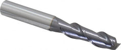 Accupro - 3/8", 1-3/8" LOC, 3/8" Shank Diam, 3" OAL, 2 Flute, Solid Carbide Square End Mill - Single End, AlTiN Finish, Spiral Flute, 40° Helix, Centercutting, Right Hand Cut, Right Hand Flute - Americas Industrial Supply