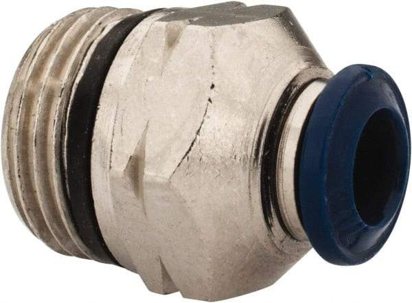 Alpha Technologies - 1/4" Outside Diam, 3/8 Universal Thread, Nickel Plated Brass Push-to-Connect Male Connector - 250 Max psi, Tube to Universal Thread Connection, Buna O-Ring - Americas Industrial Supply