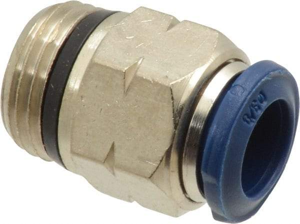 Alpha Technologies - 3/8" Outside Diam, 3/8 Universal Thread, Nickel Plated Brass Push-to-Connect Male Connector - 250 Max psi, Tube to Universal Thread Connection, Buna O-Ring - Americas Industrial Supply