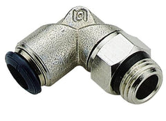 Alpha Technologies - 5/32" Outside Diam, 1/8 Universal Thread, Nickel Plated Brass Push-to-Connect Male Swivel Elbow - 250 Max psi, Tube to Universal Thread Connection, Buna O-Ring - Americas Industrial Supply