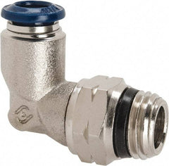 Alpha Technologies - 1/4" Outside Diam, 1/4 Universal Thread, Nickel Plated Brass Push-to-Connect Male Swivel Elbow - 250 Max psi, Tube to Universal Thread Connection, Buna O-Ring - Americas Industrial Supply
