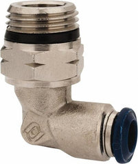 Alpha Technologies - 1/4" Outside Diam, 3/8 Universal Thread, Nickel Plated Brass Push-to-Connect Male Swivel Elbow - 250 Max psi, Tube to Universal Thread Connection, Buna O-Ring - Americas Industrial Supply