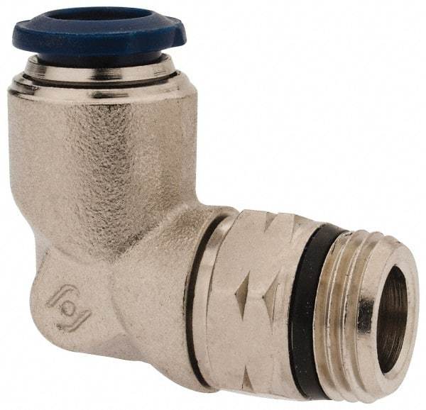 Alpha Technologies - 3/8" Outside Diam, 3/8 Universal Thread, Nickel Plated Brass Push-to-Connect Male Swivel Elbow - 250 Max psi, Tube to Universal Thread Connection, Buna O-Ring - Americas Industrial Supply