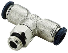 Alpha Technologies - 1/2" Outside Diam, 1/4 Universal Thread, Nickel Plated Brass Push-to-Connect Male Swivel Branch Tee - 250 Max psi, Tube to Universal Thread Connection, Buna O-Ring - Americas Industrial Supply
