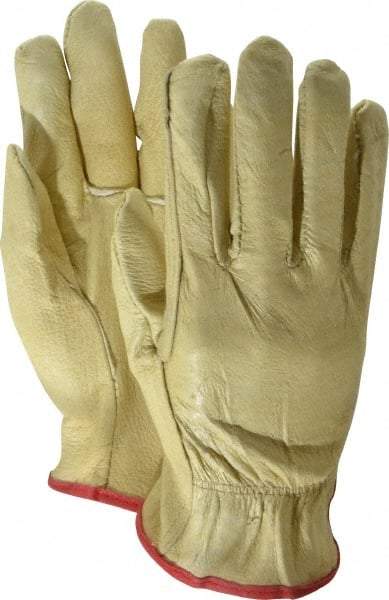 MCR Safety - Size S Grain Pigskin Work Gloves - For Work & Driver, Uncoated, Slip-On Cuff, Tan, Paired - Americas Industrial Supply