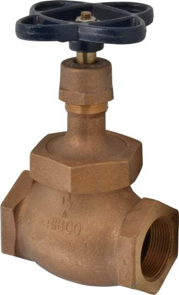 NIBCO - 1-1/2" Pipe, Threaded Ends, Bronze Integral Globe Valve - PTFE Disc, Screw-In Bonnet, 200 psi WOG, 125 psi WSP, Class 125 - Americas Industrial Supply