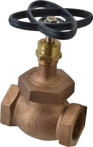 NIBCO - 1-1/4" Pipe, Threaded Ends, Bronze Integral Globe Valve - PTFE Disc, Screw-In Bonnet, 200 psi WOG, 125 psi WSP, Class 125 - Americas Industrial Supply