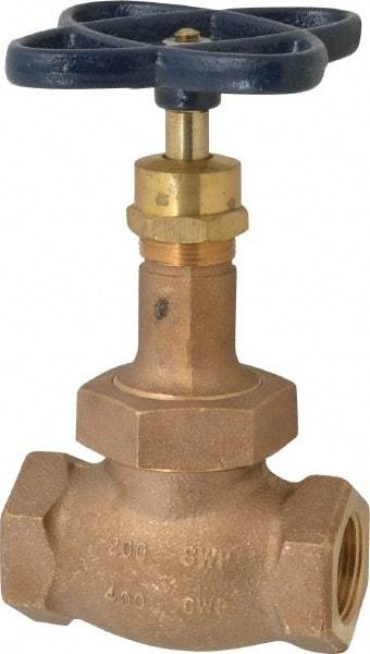 NIBCO - 1" Pipe, Threaded Ends, Bronze Renewable Full Plug Disc Globe Valve - Alloy Threads Disc, Union Bonnet, 400 psi WOG, 200 psi WSP, Class 200 - Americas Industrial Supply