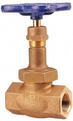 NIBCO - 1-1/2" Pipe, Threaded Ends, Bronze Renewable Full Plug Disc Globe Valve - Alloy Threads Disc, Union Bonnet, 600 psi WOG, 300 psi WSP, Class 300 - Americas Industrial Supply