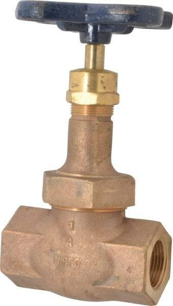 NIBCO - 1" Pipe, Threaded Ends, Bronze Integral Globe Valve - Bronze Disc, Union Bonnet, 600 psi WOG, 300 psi WSP, Class 300 - Americas Industrial Supply