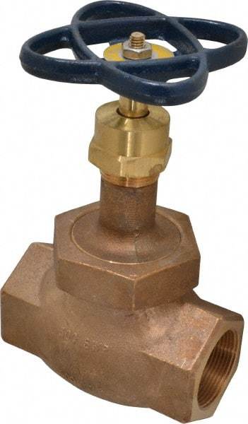 NIBCO - 1-1/2" Pipe, Threaded Ends, Bronze Integral Globe Valve - Bronze Disc, Union Bonnet, 600 psi WOG, 300 psi WSP, Class 300 - Americas Industrial Supply