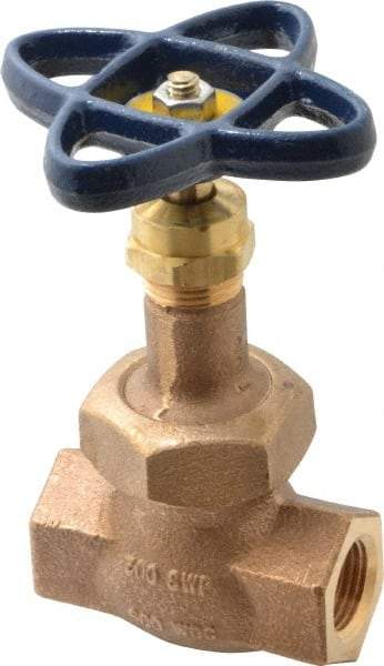 NIBCO - 1/2" Pipe, Threaded Ends, Bronze Integral Globe Valve - Bronze Disc, Union Bonnet, 600 psi WOG, 300 psi WSP, Class 300 - Americas Industrial Supply