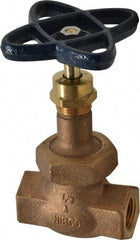 NIBCO - 1/2" Pipe, Threaded Ends, Bronze Integral Globe Valve - PTFE Disc, Union Bonnet, 600 psi WOG, 300 psi WSP, Class 300 - Americas Industrial Supply