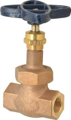 NIBCO - 1/2" Pipe, Threaded Ends, Bronze Renewable Full Plug Disc Globe Valve - Alloy Threads Disc, Union Bonnet, 600 psi WOG, 300 psi WSP, Class 300 - Americas Industrial Supply