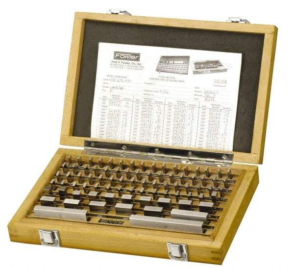 Fowler - 81 Piece, 0.05 to 4", Economy Grade, Steel Gage Block Set - Rectangular, 0.00005" Tolerance - Americas Industrial Supply
