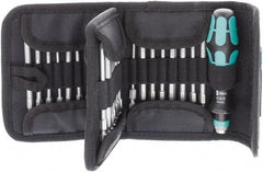 Wera - 33 Piece, 1/4" Drive Screwdriver Power Bit Set - #1, #2 & #3 Phillips, Tamperproof 2 to 6mm Hex, Tamperproof TR8 to TR40 Torx, #1, #2 & #3 Pozidriv, 1.2x6.5mm Slotted, #6, #8 & #10 Torq, #1, #2, #3 & #4 Tri-Wing, #4, #6, #8 & #10 Spanner - Americas Industrial Supply